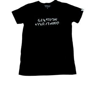 Question Everything short sleeve black top Sz S